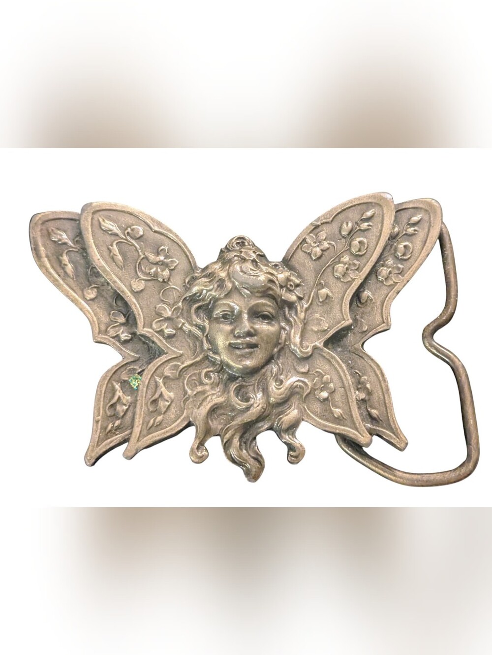 VTG 1974 Bergamot Brass Works Fairy Belt Buckle M-48 Art Nouveau 70s Boho Nymph